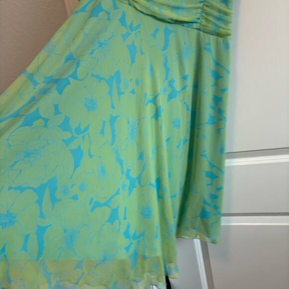 Jonathan Martin 100% Silk Midi Length Dress Green Sz 10 Y2K Whimsigoth Fairy - Picture 11 of 14